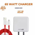 65 Watt 6A Super Fast Mobile Charger for Mobile with Detachable Red & White Cable (White, Cable Included) Supports Supervooc, VOOC, Warp, Dash, SuperDart & Fast Charging