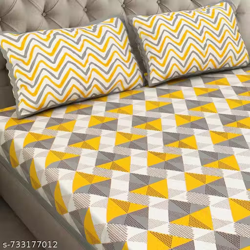BEDOPS PURE COTTON JAIPURI DOUBLE BEDSHEET WITH 2 PILLOW COVERS