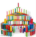 Wooden Dominoes Blocks Game Set in 6 Color Domino Tile Blocks for Kids Building Stacking, Toppling, and Tumbling Races, Educational Toys,