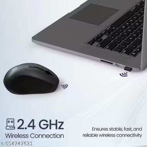 Portronics Toad 34 Wireless Mouse with 2.4 GHz Wireless, Adjustable Sensitivity, USB Receiver, Ergonomic Design, for Laptops, Desktops PC, (Black)