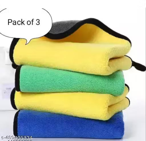 PACK OF 3 PC CAR CLEANER TOWEL MULTI USE LUXURY SOFT KITCHEN BATHROOM Extra Thick Plush Towel for Car Detailing, Cleaning, Washing and Polishing