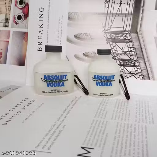 Bottle Design Silicone AirPods Pro 2 Case with Keychain | Stylish Vodka Bottle Shape Protective Cover