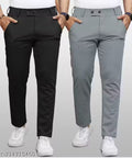 Black & dark grey regular trousers for man & boys combo offer pack of 2 track pant