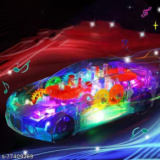 JVTS Gear Light car Toy with Mechanical Gears Simulation,Transparent Body,3D Lights,Different Types of Music,