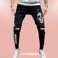 Black Printed Jeans for men