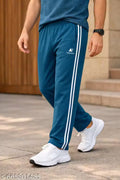 Men Cotton Jogger Track Pants with Contrast Side Stripes | Soft Knit with Side Pockets