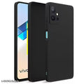 Back Cover for Vivo T1 5G/Vivo Y75 5G/IQOO Z6 5G | Slim Soft Matte Silicone Cover with Camera Protection & Shockproof Bumper Case (Black)