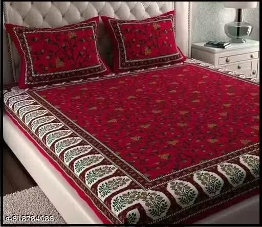 Rajasthani 100% Jaipuri Cotton King Size Double Bedsheet With 2 Pillow Covers