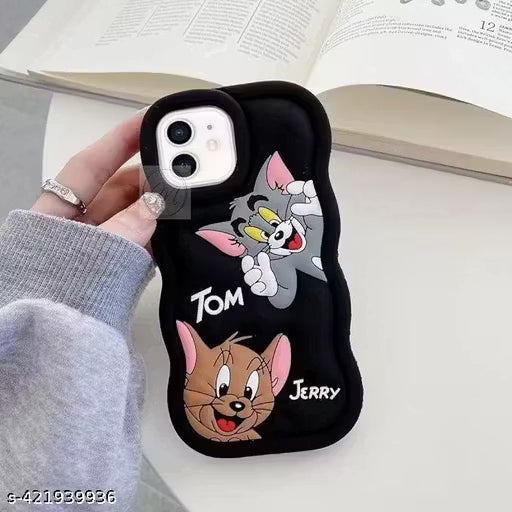 Rycore Tom & Jerry Back Case Cover Compatible with i-Phone 11 Soft Silicone 3D Cute Cartoon Full Protective Case for i-Phone 11 - Black