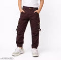 Trendy Boys Dark Brown Cargo Jogger Pant with Side Pocket Lace Detail Casual Wear Kids Bottom Wear