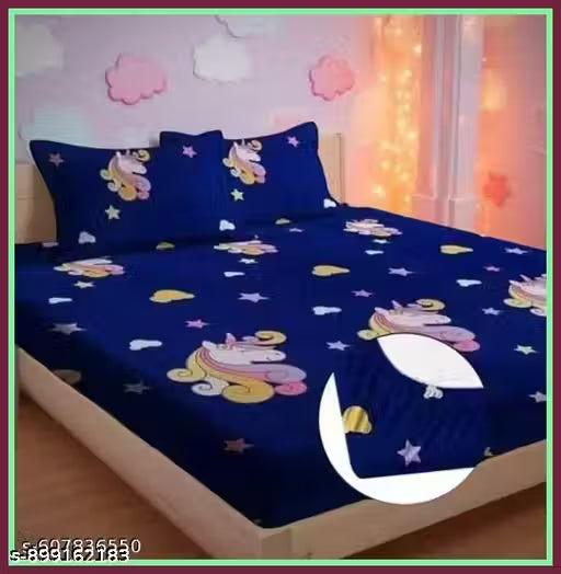Double Bedsheet All Around Fitted Elastic Bedsheet With 2 Pillow Covers