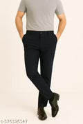 Lower for Men Under 300rs|Navy Blue Lycra Casual Trousers