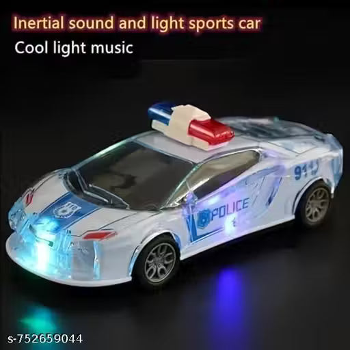 ToyHaus Police Car With Lights Friction Music And Siren Sound Police 3D Car Police Car Super Speed Colorful Dazzling Light And Music,Multicolor