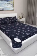 Nirvair creations heavy fabric glace cotton Elastic fitted bedsheet. beautiful design & classic look . Double size bedsheet with 2 pillow covers.