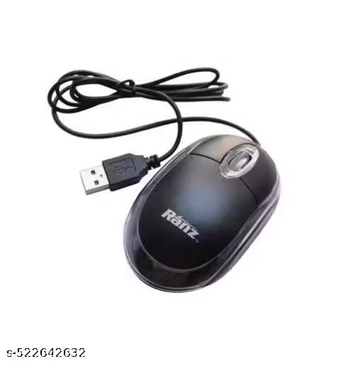 Ranz Wired Optical Mouse 2000dpi Wired Laser Mouse USB 2.0,Ultra Design, Black ambidextrous Design Mouse,