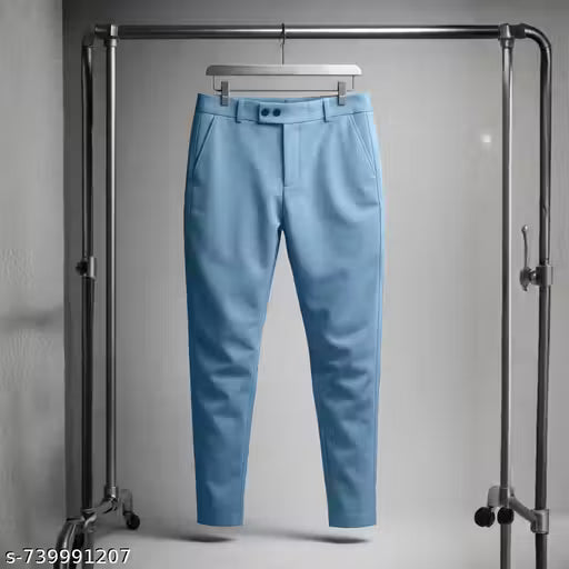 Men Slim Fit Stretchable Casual Formal Pants | Soft Polycotton Fabric Trousers with Clean Look for Office, Travel & Daily Wear