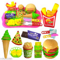 PRANSO 18 pcs Play Fast Food Set Pretend Play Barger Fries and ice Cream with Trey Food Toy | Best Gifts Food playset for Boys Girls Kids- Multi Color