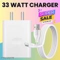 33-Watt Fast Mobile Charger, 3 A Wall Fast Charging Mobile Charger With Detachable Cable Supports Supervooc, Vooc, Superdart, Dash, Warp Charging Tech (White Cable Included)