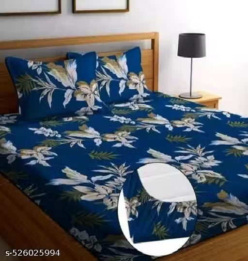 bedsheet/Elastic fitted bedsheet/Fitted bedsheet 320 Tc premium quality cotton bedsheet with 2 pillow covers.