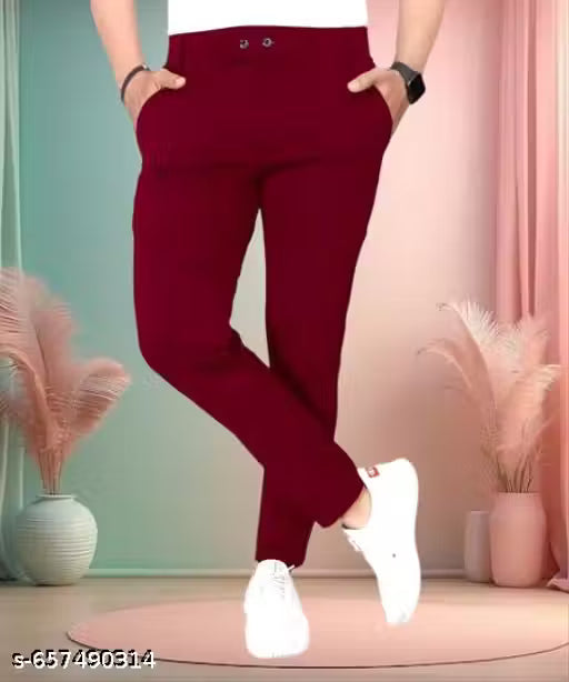 men's slim-fit, ankle-length, stretchable formal or casual trousers.