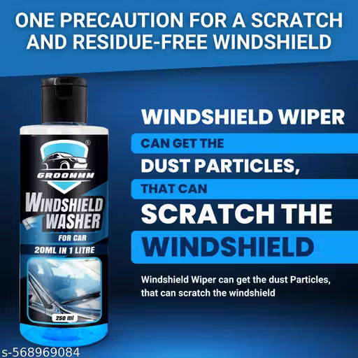 Groommm Windshield Washer Fluid For Car 250ML- (20ML in 1L Water) | Highly Concentrated Car Glass Cleaner Liquid For Streak & Stain-Free