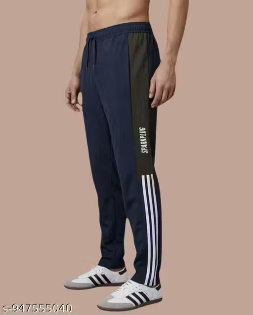 Sparkplug men track pant regular fit track pant (Dark blue and olive) pack of 01