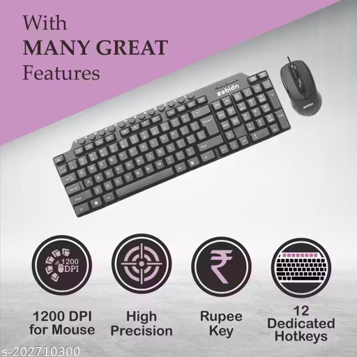 Zebion Viking Keyboard and Mouse combo set (Black)