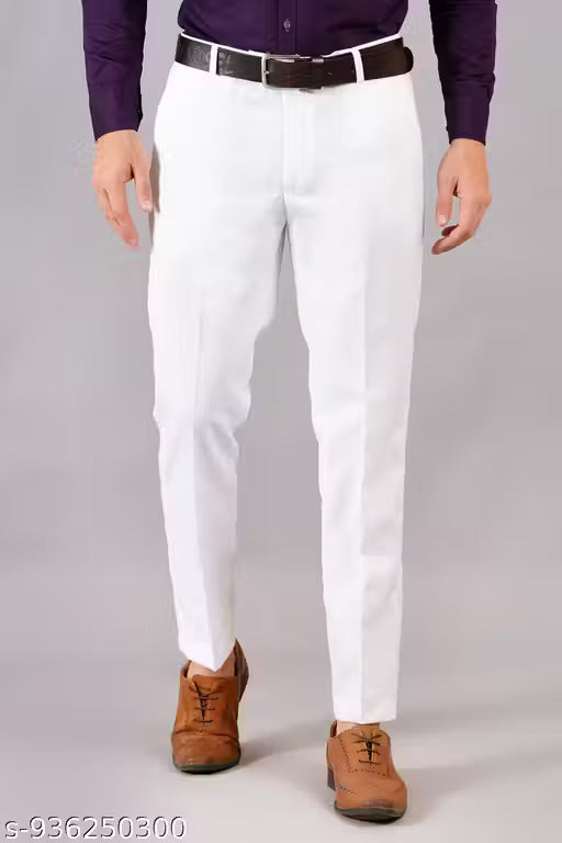 Men's white Formal Trouser, designed for comfort and a smart formal look. Made from premium look
