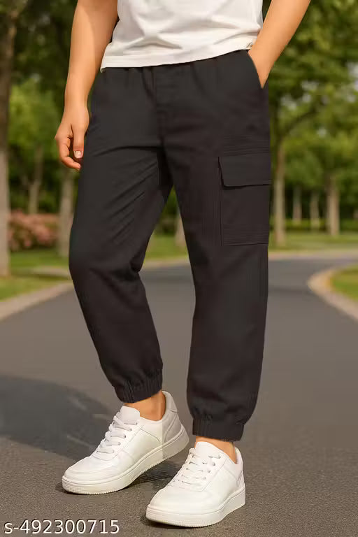 Trampoline Boys Woven Cargo Trousers with 4 Pockets (Brown)