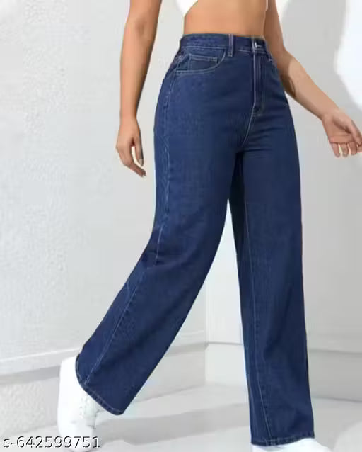 Navy blue denim women jeans
