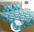 Super Soft Glace Cotton All Round Elastic Fitted Double Bed Bedsheet with 2 Pillow Covers-72x78x8 Inches-fiteed_Double