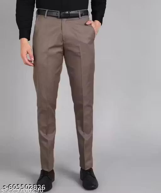 Elegant Men's Choco Coffee Regular Fit Cotton Blend Ravishing Unique Formal Designer Trouser Pant