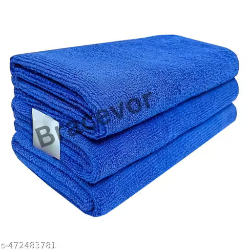 Microfiber Cloth - 3 pcs - 40x40 cms - 280 GSM Blue - Thick Lint & Streak-Free Multipurpose Cloths - Automotive Microfibre Towels for Car Bike Cleaning Polishing Washing & Detailing