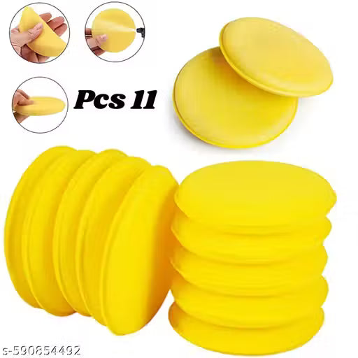 Car Polish Sponge Multipurpose Car Foam Wax Applicator Polish Pad Soft Car Clean Wax Sponge Used for Detailing Polish for Bike and Car Dashboard Round Pads - Pack of (11)
