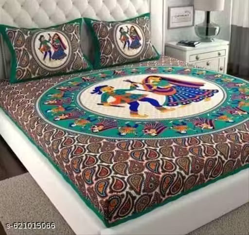 100% Cotton bedsheets Rajasthani Jaipuri Double bed Size #Bedsheets Set of 1 Double #Bedsheets with 2 Pillow Covers (Multicolour) - 180 TC
