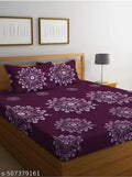 Super Soft Glace Cotton All Round Elastic Fitted Double Bed Bedsheet with 2 Pillow Covers-72x78x8 Inches-fiteed_Double (1 pillow cover with single bedsheet)