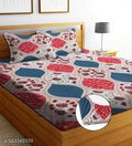 Super Soft Glace Cotton All Round Elastic Fitted Double Bed Bedsheet with 2 Pillow Covers-72x78x8 Inches-fiteed_Double