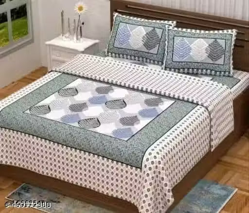 100% Cotton Rajasthani Jaipuri Double bed Size #Bedsheets Set of 1 Double #Bedsheets with 2 Pillow Covers (Multicolour) - 180 TC