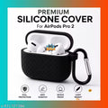 Black Silicone AirPods Pro 2 Cover Case with Hook | Premium Protective Earbuds Case | Soft Anti Scratch AirPods Cover