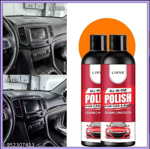 LIKVA Multi-Purpose Polish for Car & Bike - UV Protection & Scratch Resistance - Cleans, Shines, Protects PACK OF 2 100 ML