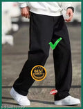 Men Comfortable Wide Leg black jeans