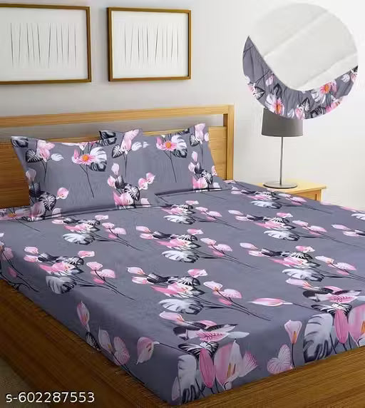 ATTRACTIVE ALL ROUND ELASTIC FITTED (DOUBLE/SINGLE) BEDSHEET (BEST QUALITY) SUPER SOFT GLACE COTTON - UPTO 6" MATTRESS - (CT-07)