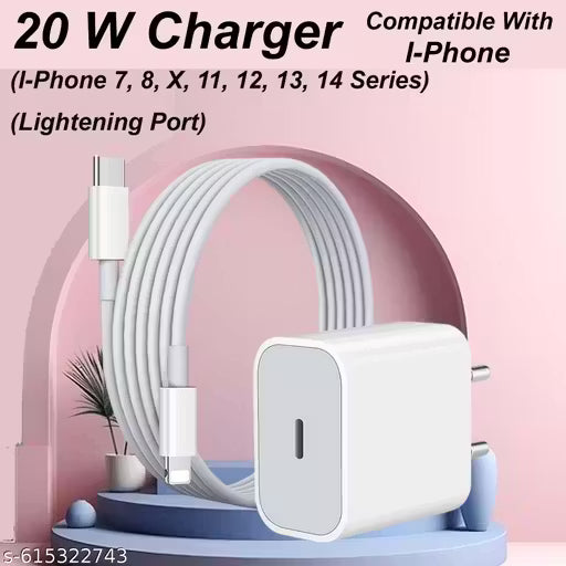 20-Watt I-Phone Charger, Type-C to Lightening Port Type Cable for I-phone and other IOS Devices, Fast Charger Supports Fast Charge