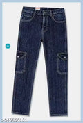 Zoro Trend Men's Dark Blue / Gray Slub Fabric Heavy Denim Jeans Slub Denim, Men Cargo Jeans, Multi-pocket Pants,