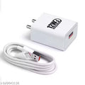 12W High Speed Fast Charging USB Wall Charger with Type-C Cable | Quick Charge Travel Adapter for Android Smartphones, Tablets & USB-C Devices (White)