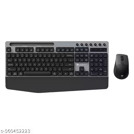 Portronics Key10 Combo Wireless Keyboard and Mouse Set with Wrist Rest, Multimedia Hotkeys, USB Receiver, Adjustable DPI,