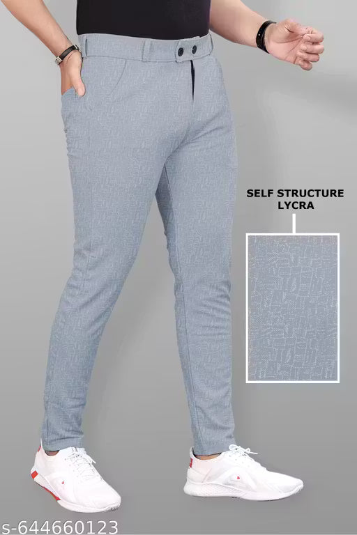 Men's Self-Structure Lycra Slim Fit Stretchable Trousers | Men's Comfortable Slim Fit Lycra Trousers