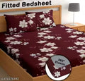 double bed cotton fitted bedsheet with two pillow cover