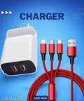 Dual USB 3.5A Fast Charger with 3-in-1 Cable (Micro USB + Type-C + iOS Support)