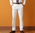 Men White Formal Office Wear Trouser/Solid Pants for Men/Solid Formal Pants/Formal Trouser